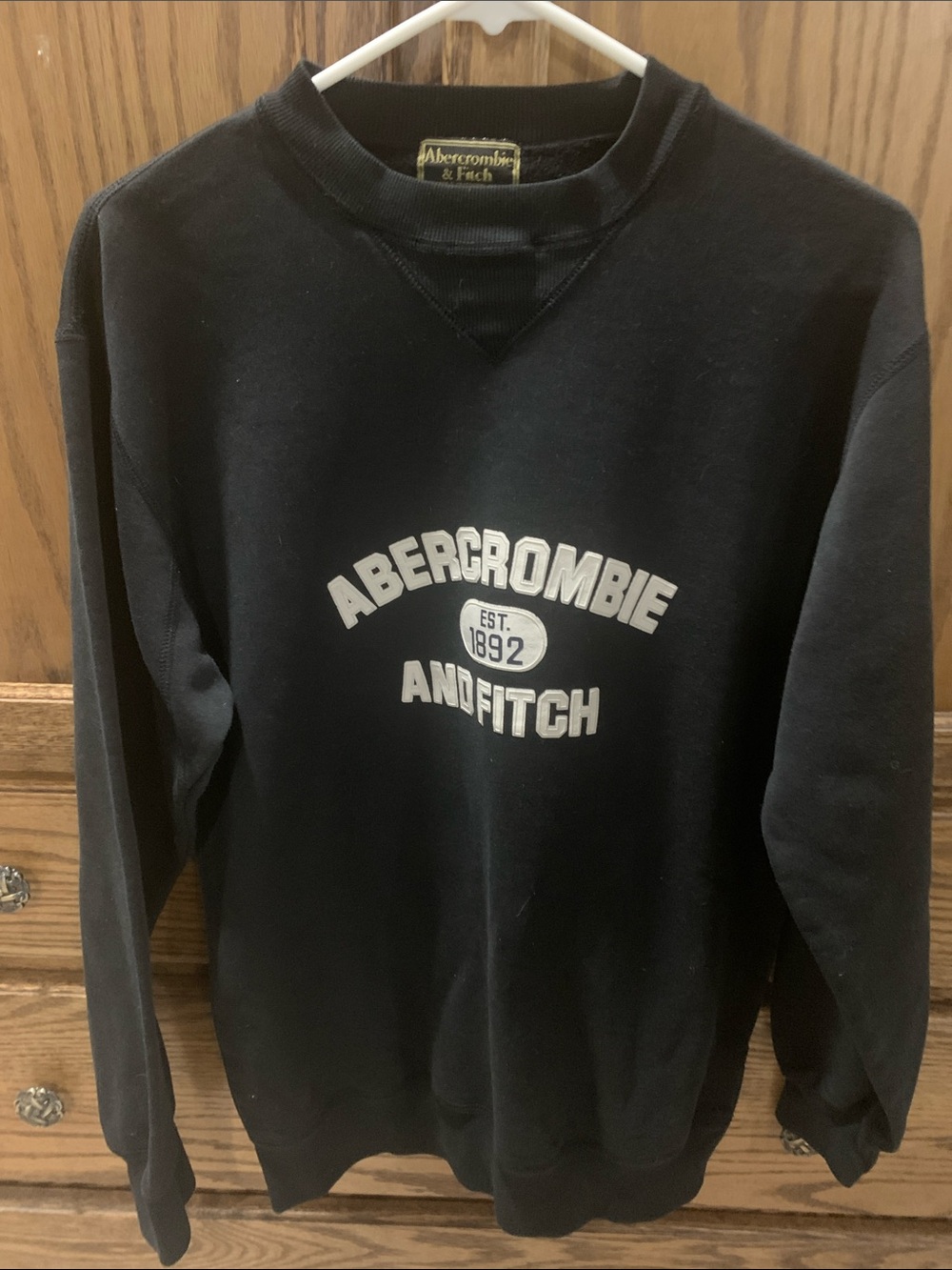 Abercrombie & Fitch Black Crewneck Sweatshirt with White Logo